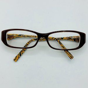 Tempo Eyeglasses Frames Only WP 5022 BR 49-15-125 Tiger Stripe Brown Full Rim